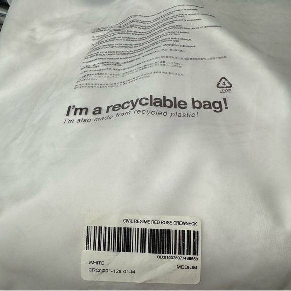 Civil Regime - Red Rose NWT! White Sweatshirt with Floral Embroidery Medium - Picture 7 of 8